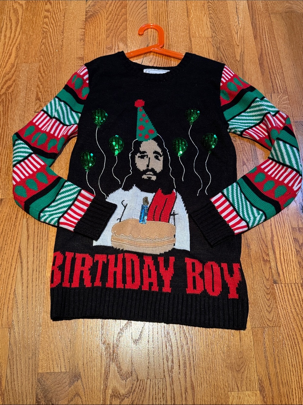 Derek ugly Christmas sweater Birthday Boy Jesus size small